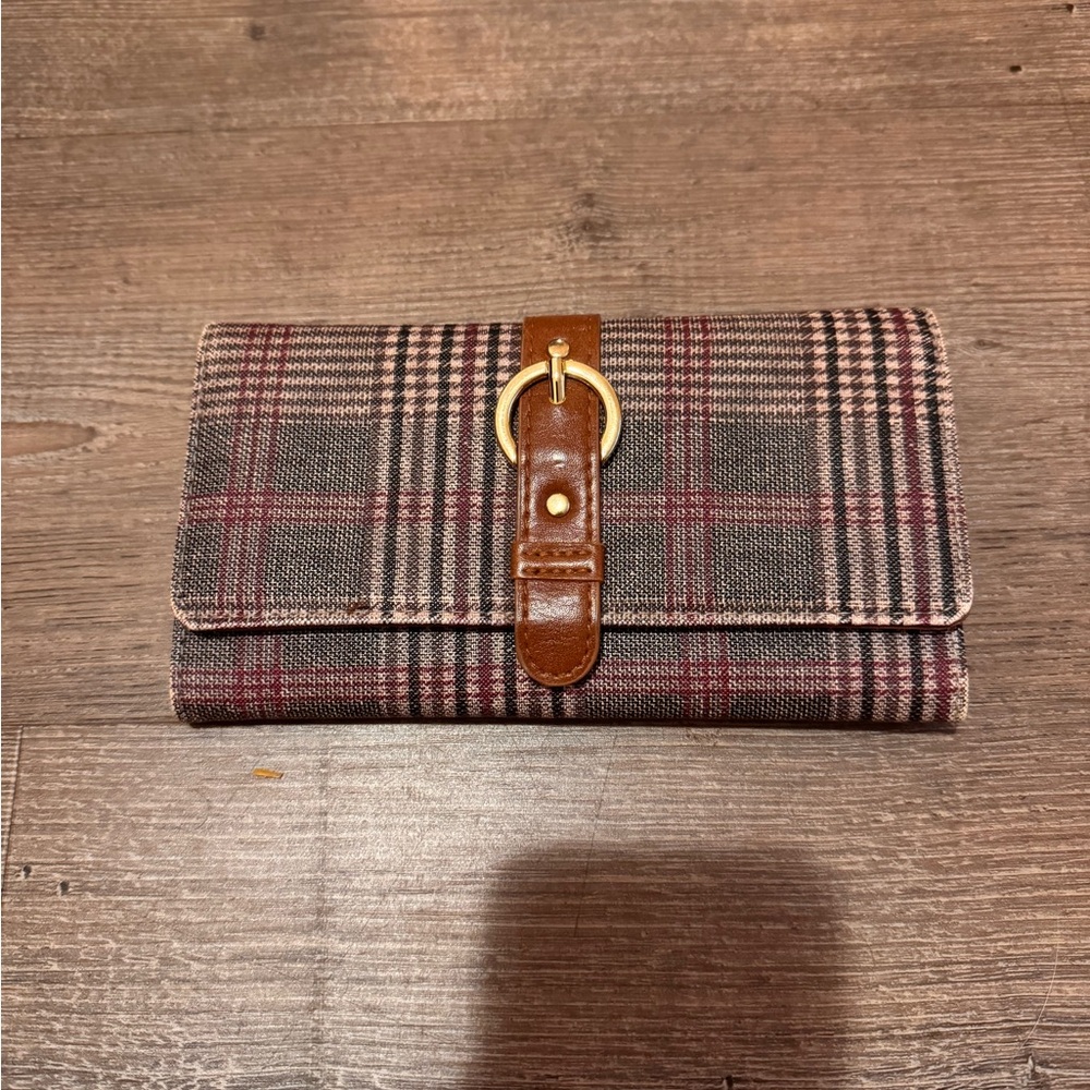 Plaid Brown and Red Women's Clutch